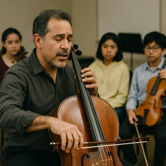 Cellist Andres Sanchez Leads Masterclass for Young Musicians at Project STEP